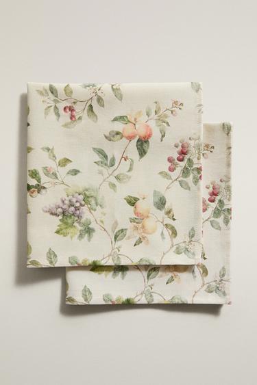 SERVETTEN MET BOTANISCHE PRINT (2-PACK) - Groen van Zara