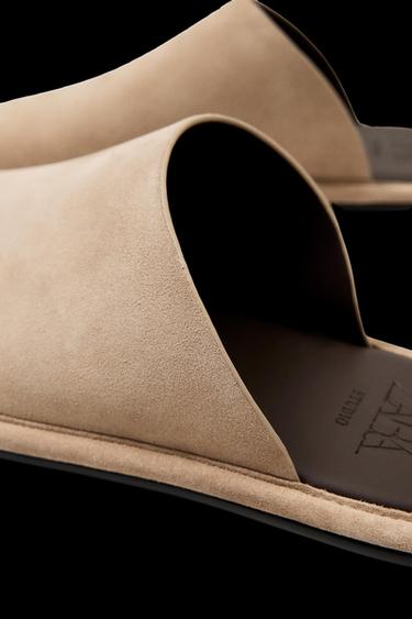 Zara LIMITED EDITION LEATHER CLOGS - Brown