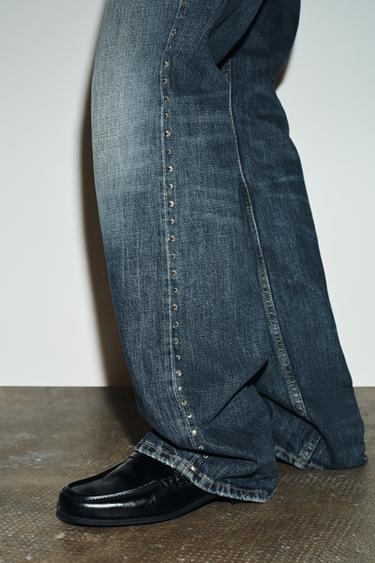 JEAN TRF SLUNG TAILLE BASSE À CLOUS - Bleu de Zara - Image 3