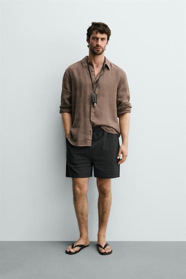 COMFORT SEERSUCKER BERMUDA SHORTS - Anthracite grey by Zara