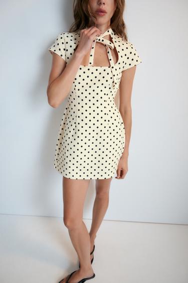 VESTIDO CURTO COM LAÇO - Cru / Preto da Zara