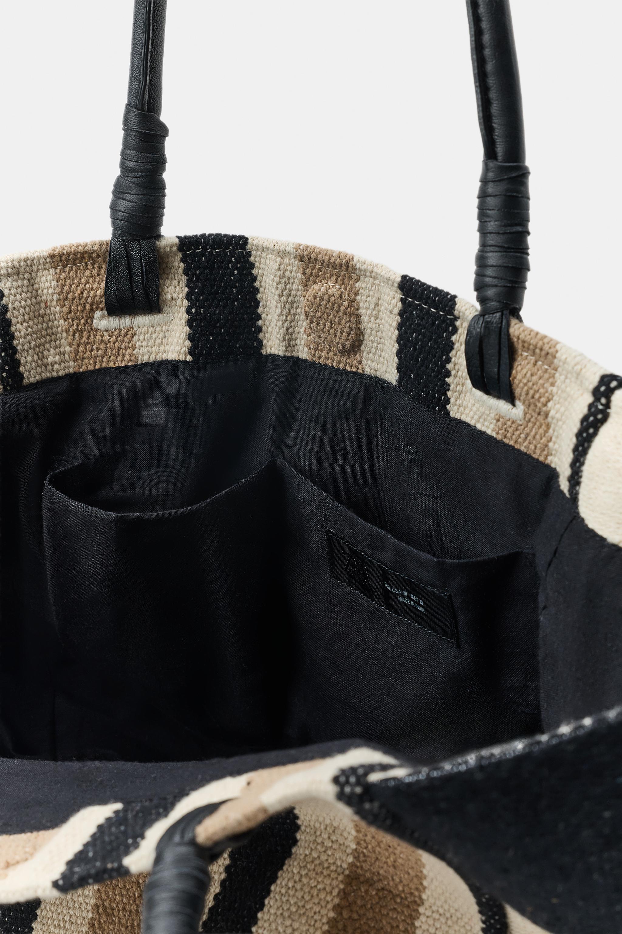 SAC À RAYURES ANSES EN CUIR