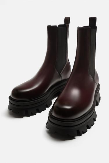 BOTTES CHELSEA À SEMELLE ÉPAISSE - Bordeaux de Zara - Image 5