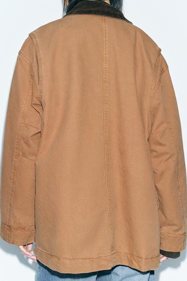PADDED JACKET WITH CONTRAST COLLAR ZW COLLECTION - Caramel by Zara - Image 2