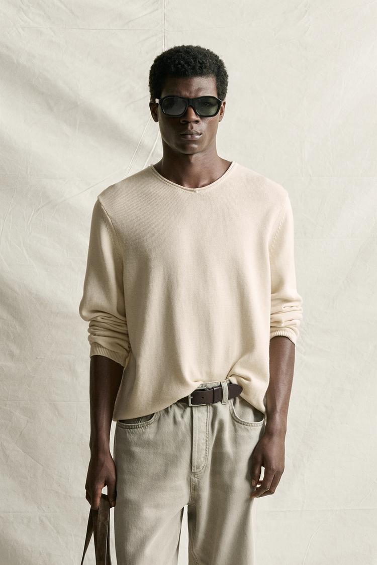 COTTON V-NECK RELAXED FIT JUMPER