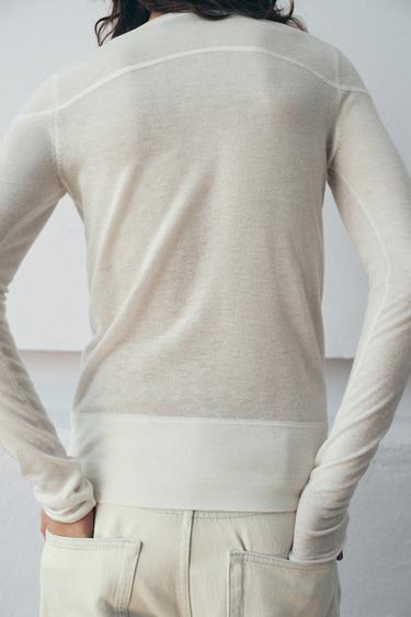 سترة محاكة رفيعة من الصوف - خَام الخاص بـ Zara