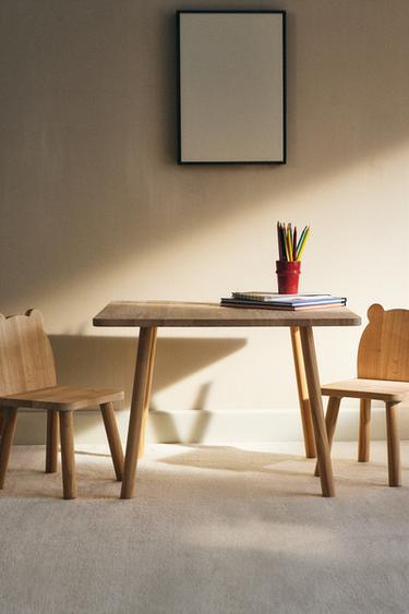 Zara WOODEN TEDDY BEAR TABLE - Light beige