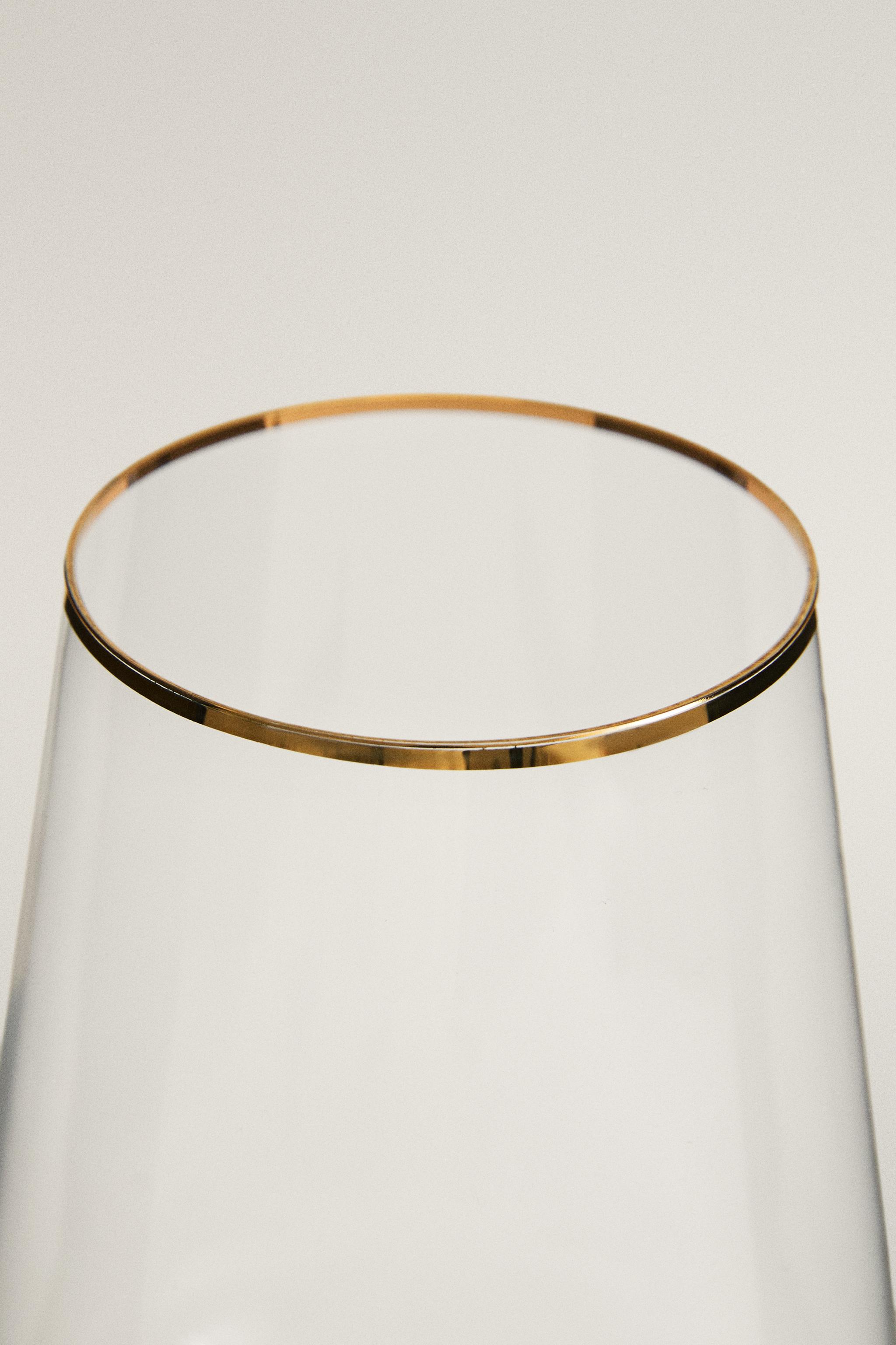 GOLD RIM BOHEMIA CRYSTAL WINE GLASS — Gold