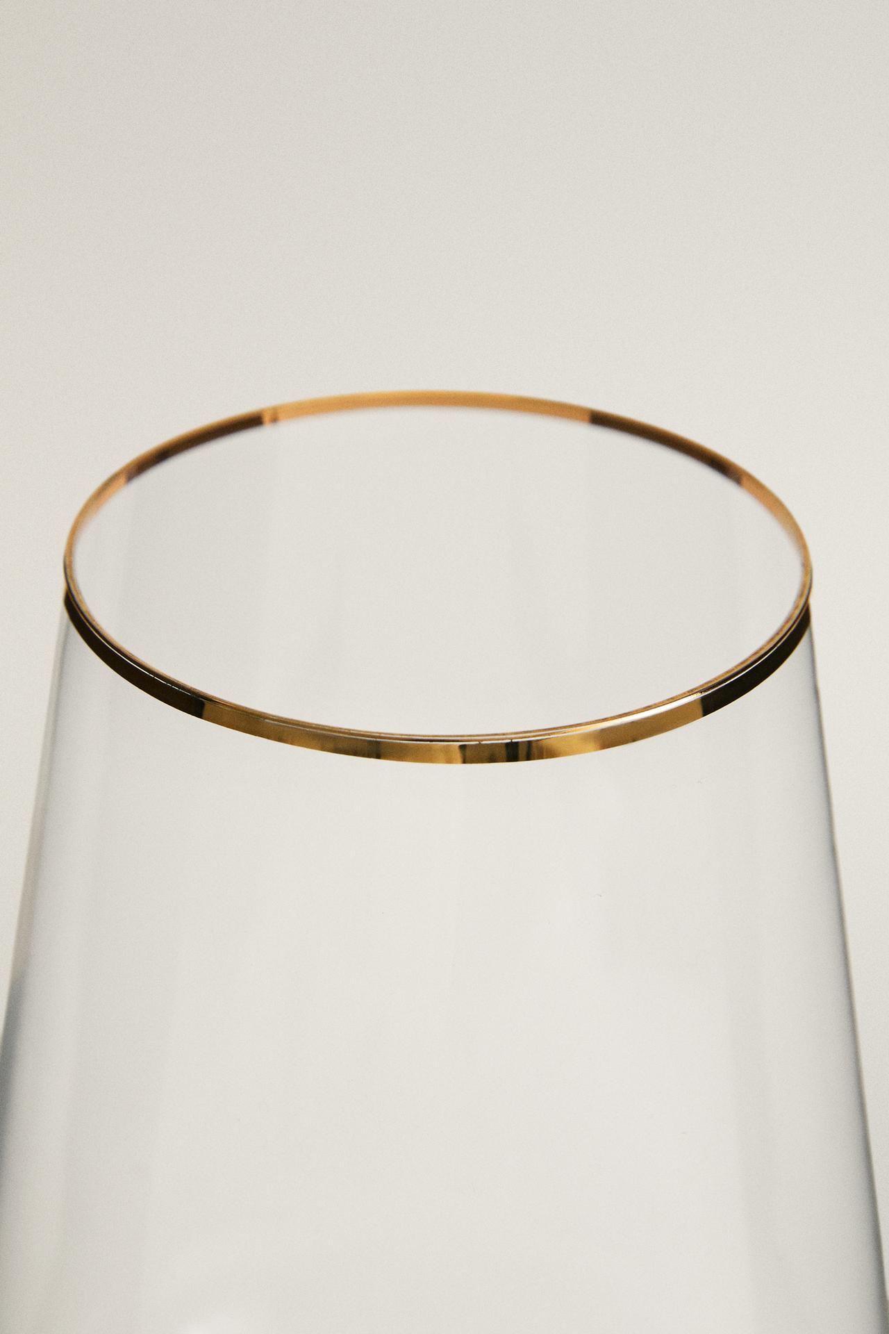 GOLD RIM BOHEMIA CRYSTAL WINE GLASS — Gold