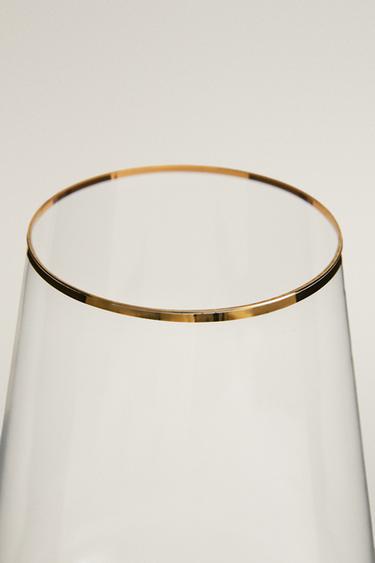 GOLD RIM BOHEMIA CRYSTAL WINE GLASS — Gold 3