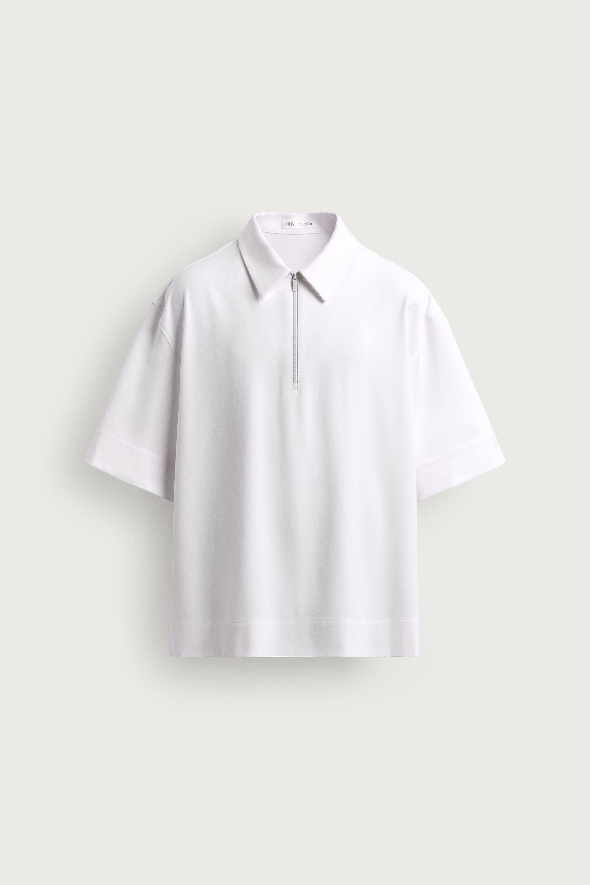 TECHNICAL ZIP-UP POLO SHIRT - White | ZARA India