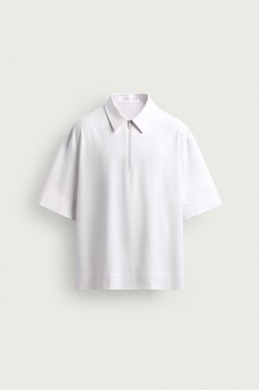 TECHNICAL ZIP-UP POLO SHIRT - White by Zara