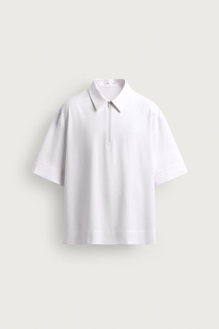 TECHNICAL ZIP POLO SHIRT — White