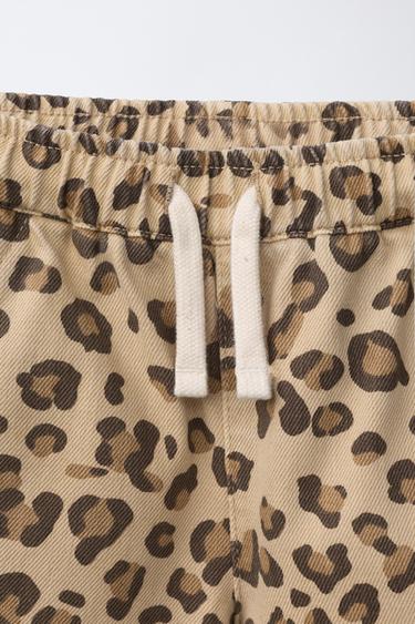 ANIMAL PRINT TWILL BERMUDA SHORTS - camel by Zara - Image 2