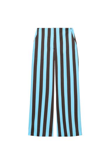 PANTALON DROIT À RAYURES - Brown Stripes de Zara