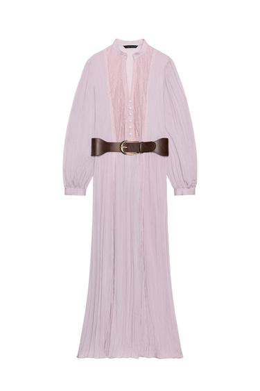 MIDI DRESS WITH BELT - dirty-mauve by Zara