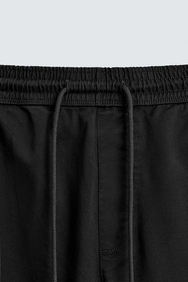 SLIM FIT JOGGER WAIST TROUSERS - Black by Zara - Image 7