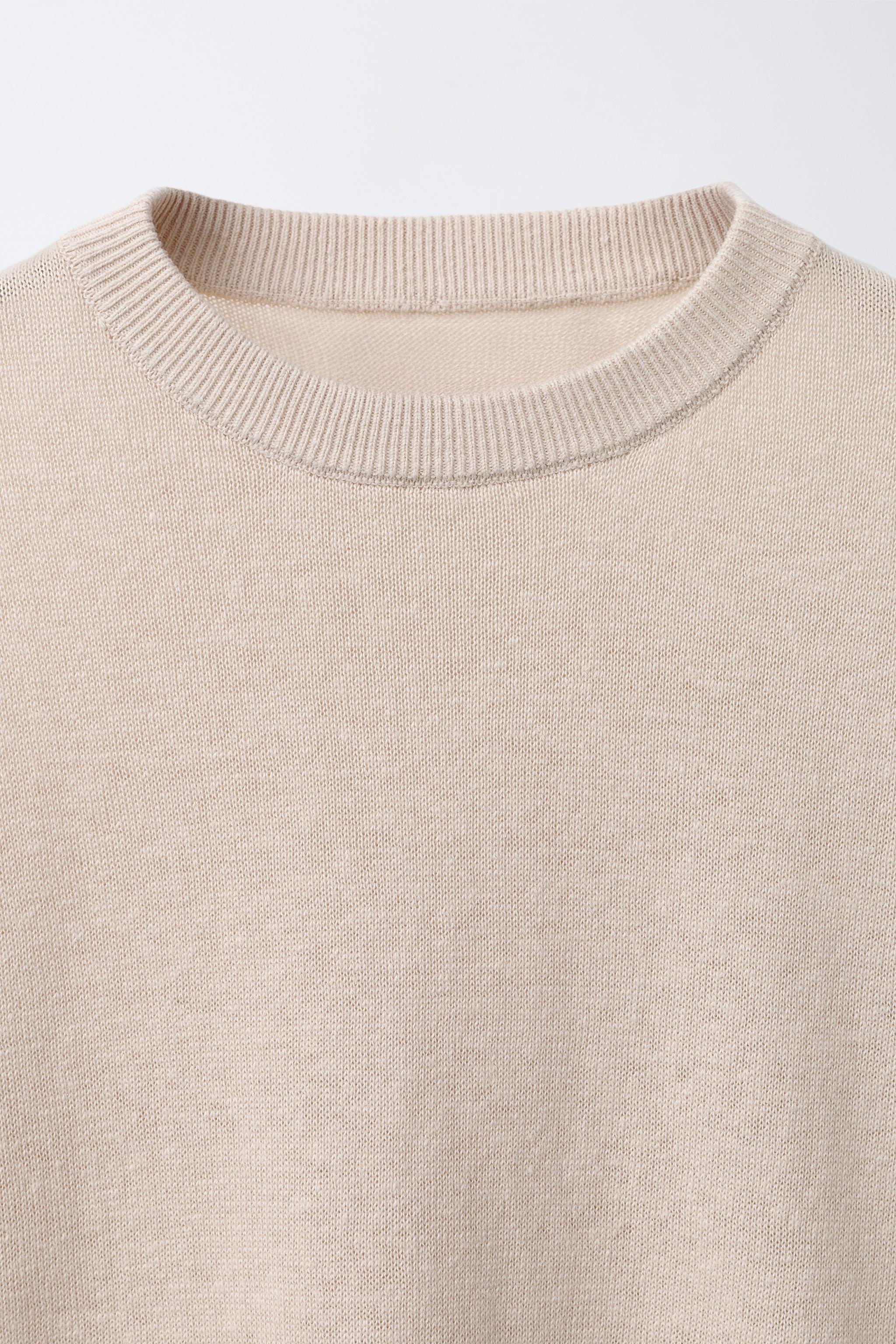 PLAIN LINEN AND COTTON T-SHIRT
