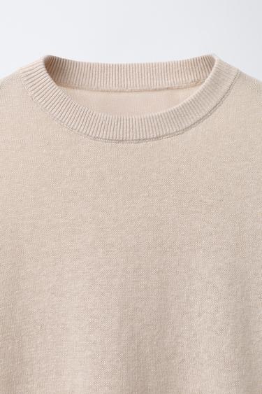 T-SHIRT UNI AVEC LIN ET COTON - Beige de Zara - Image 2