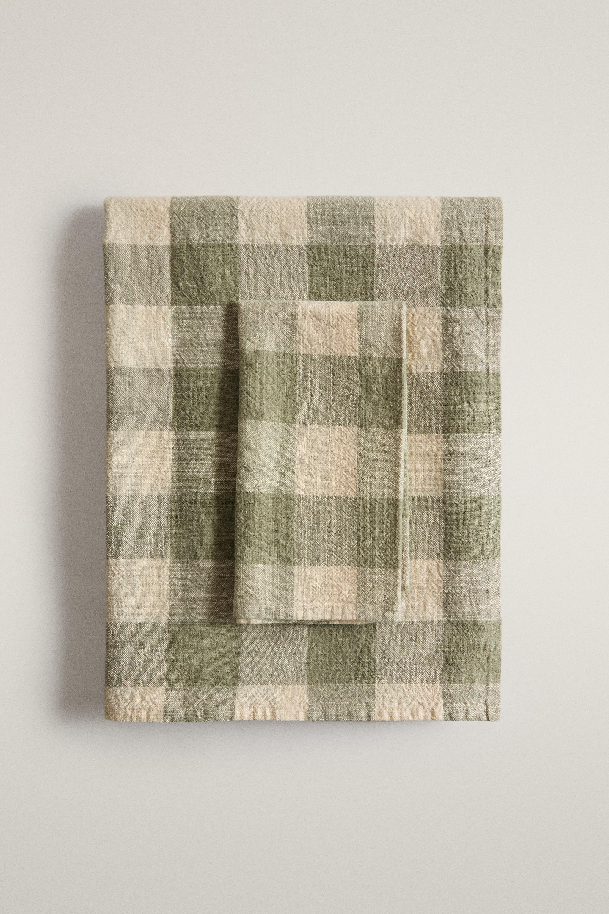DYED THREAD CHECK TABLECLOTH