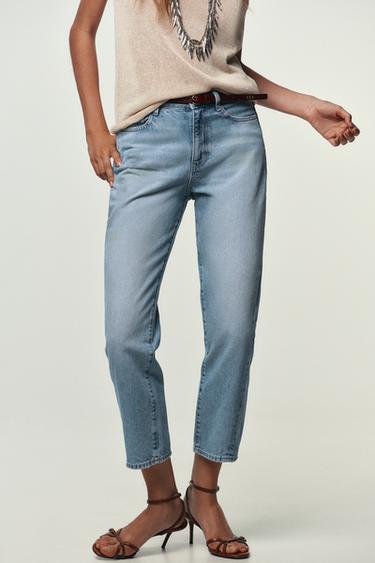 Z1975 NEW MOM FIT VINTAGE LOOK HIGH-WAIST BELTED JEANS - Mid-blue by Zara - Image 1