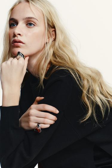 PACK OF 2 STONE RINGS - Silver by Zara
