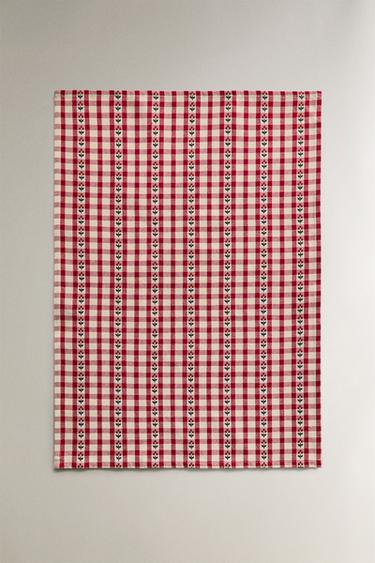 PACK OF COTTON CHRISTMAS CHECK TEA TOWELS (PACK OF 2) - Red by Zara - Image 1