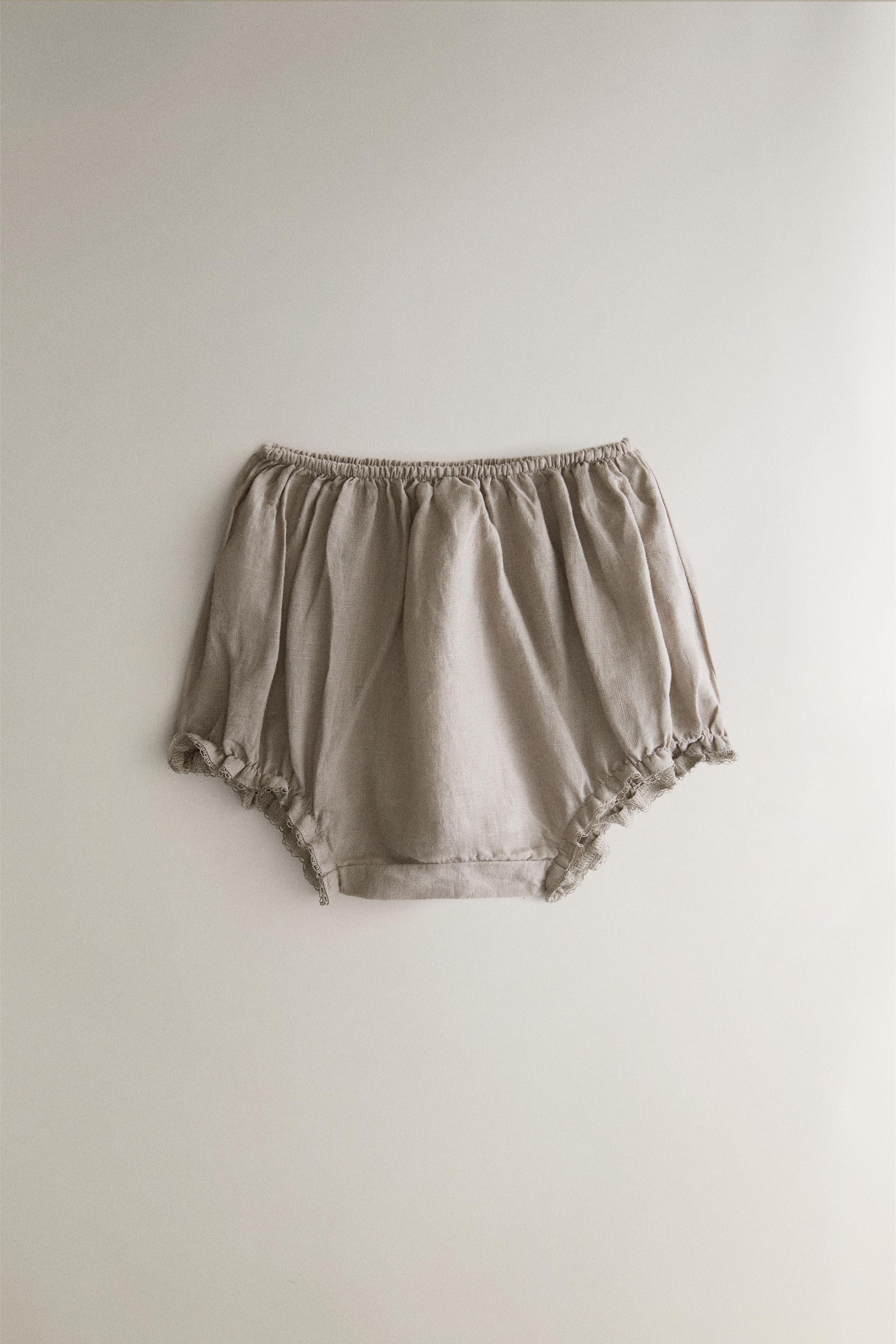 LINEN BABY BLOOMERS — Gray
