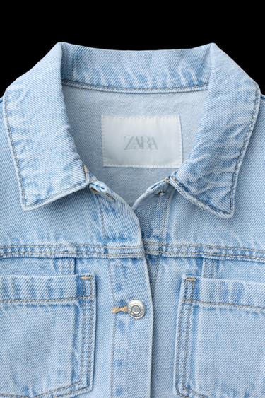 Zara BASIC DENIM JACKET - Light blue