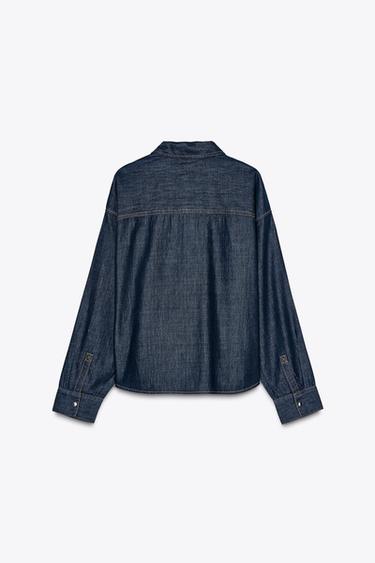 Z1975 OVERSIZE DENIM SHIRT - Blue by Zara - Image 3