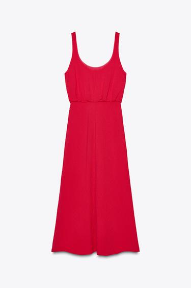 MIDI DRESS WITH GATHERED WAIST - Fuchsia by Zara - Image 8