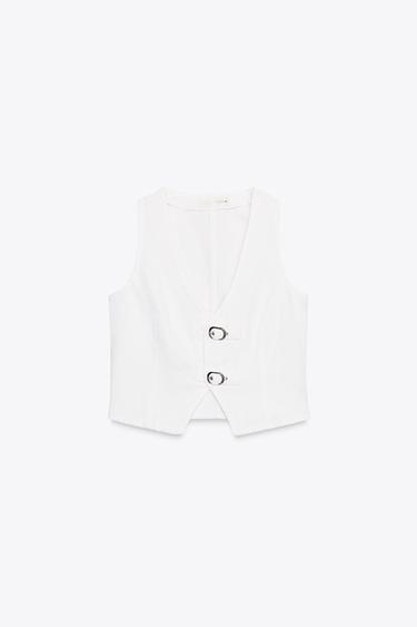 GILET Z1975 EN JEAN À BOUCLES - Blanc de Zara - Image 3