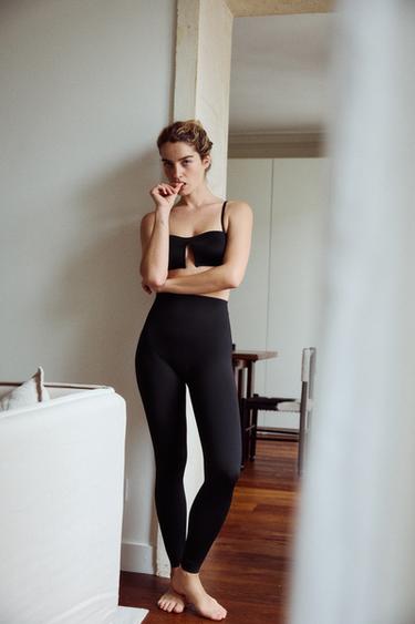 Zara LEGGINGS WITH POLYAMIDE - Black