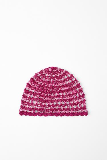 BONNET CASQUETTE CROCHET FANTAISIE - Rose de Zara