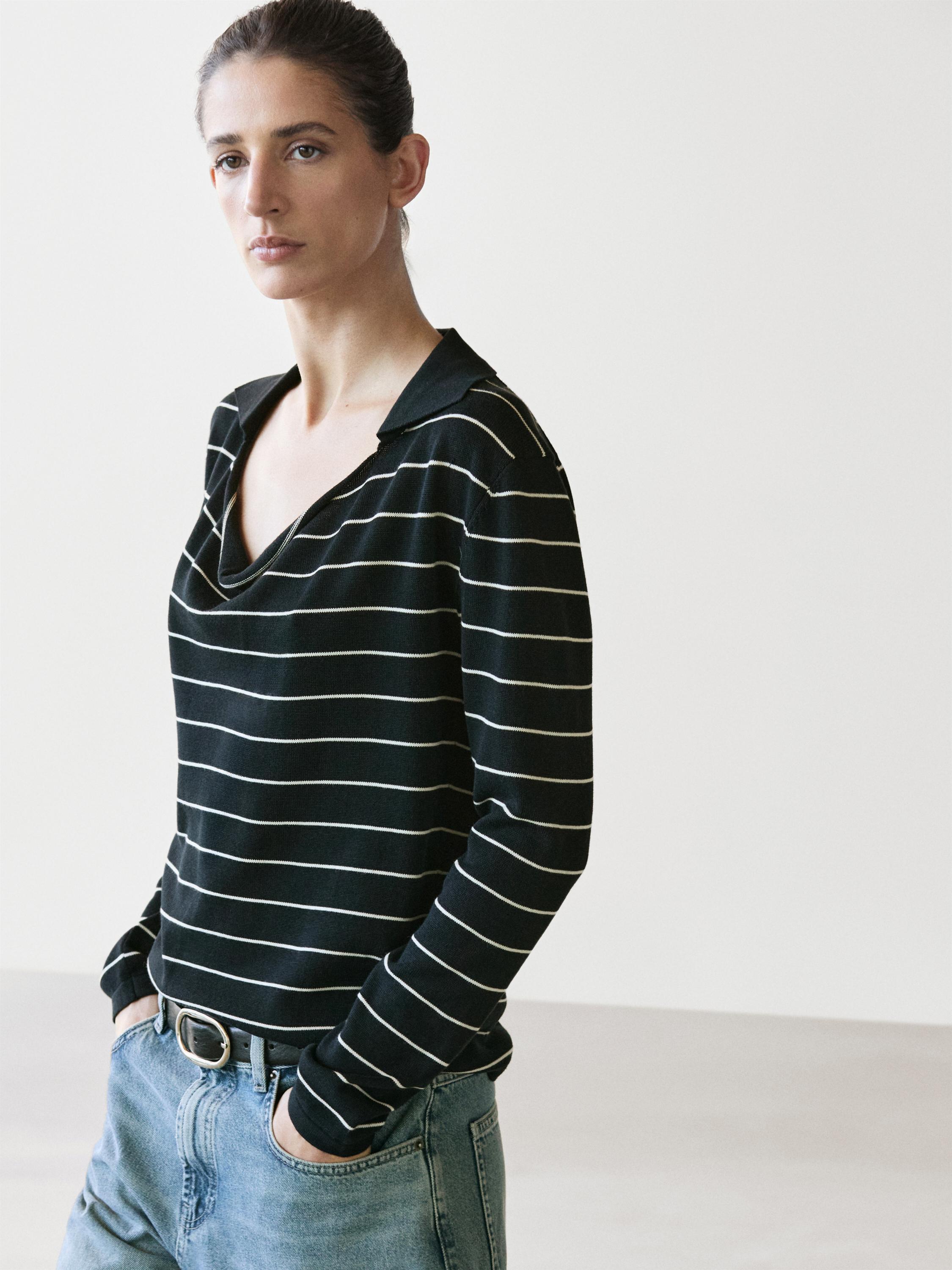 Polo rayé en maille de coton