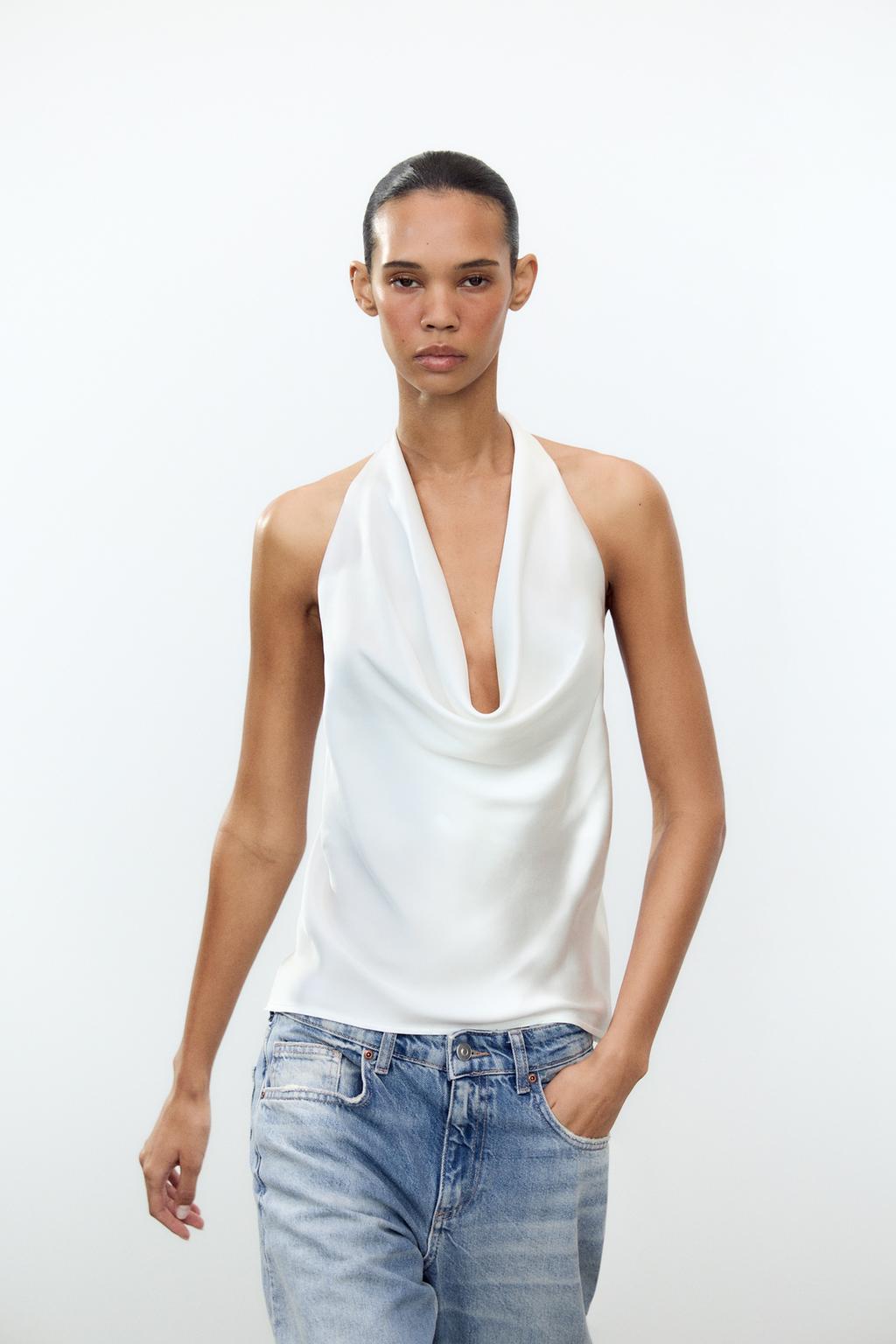 HALTER SATIN EFFECT TOP