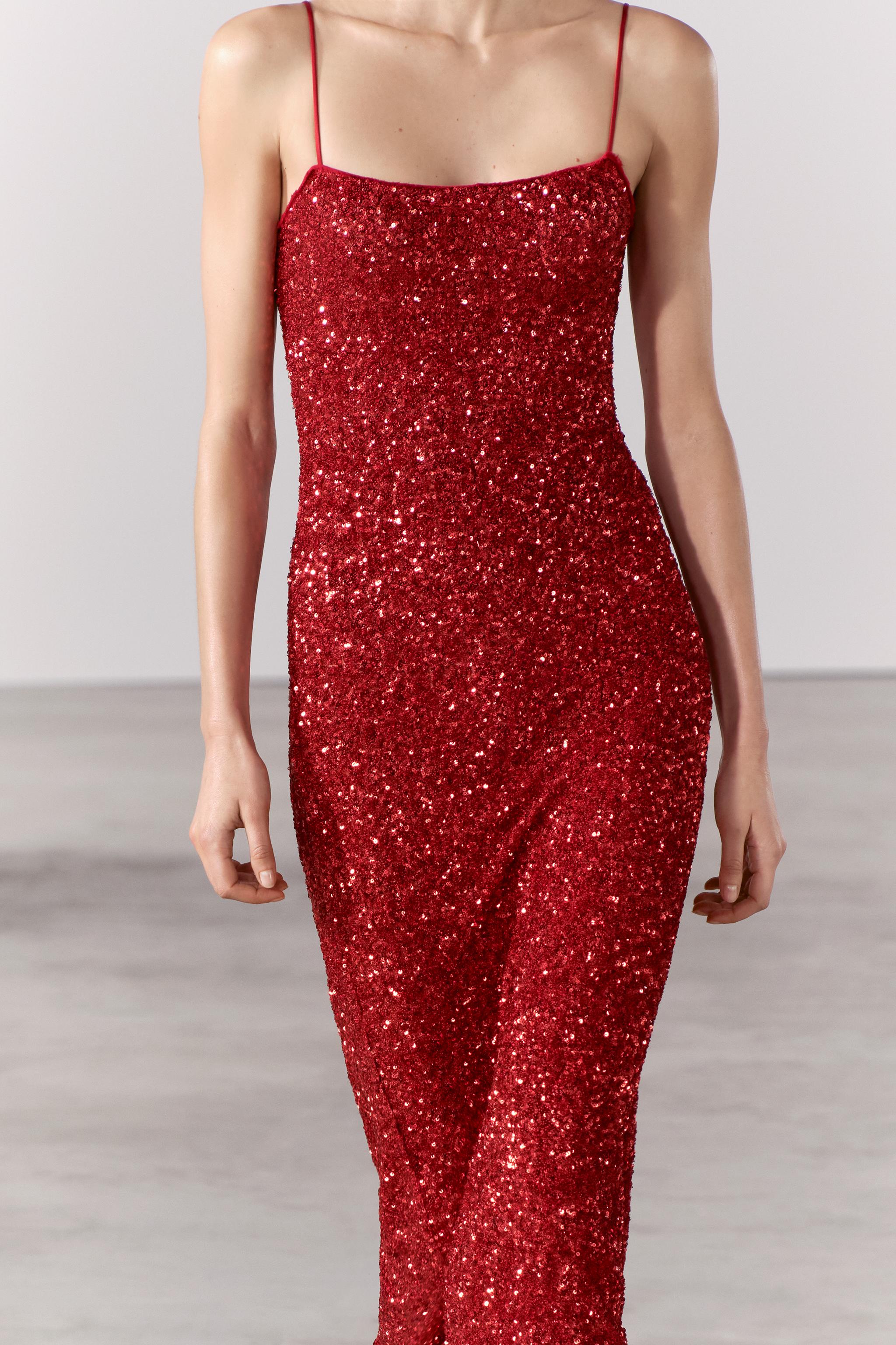 SEQUIN DRESS ZW COLLECTION - Red