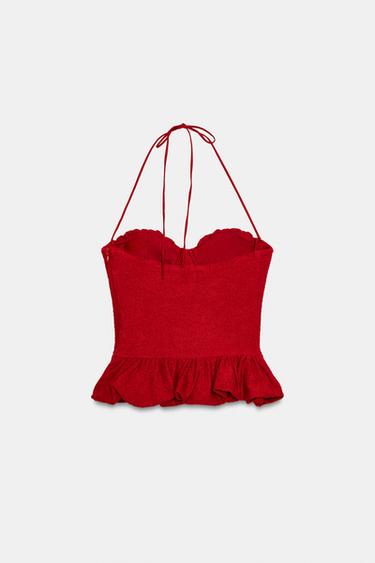 COMBINED BOUCLÉ TOP - Bright red by Zara - Image 9