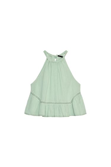 EMBROIDERED GAUZE TOP