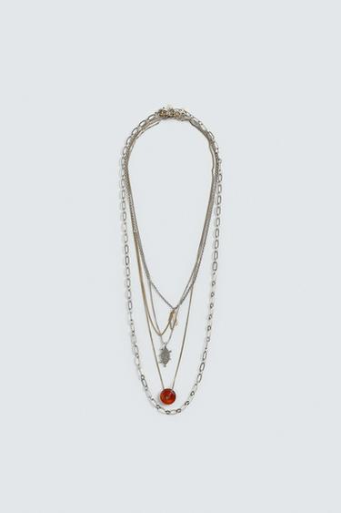 PACK OF 4 COMBINED NECKLACES - Gold / Silver by Zara