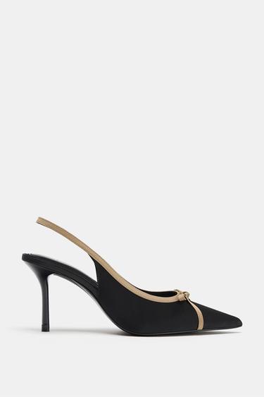 COMBINED HEELED SHOES WITH BOW — Black 2