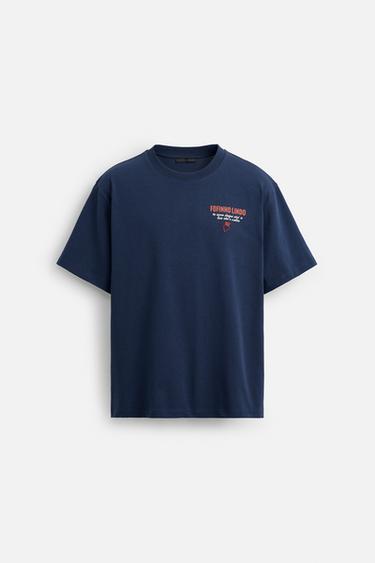 HEART PRINT SLOGAN T-SHIRT - Navy blue by Zara