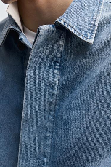 VESTE EN JEAN DÉLAVÉE - Bleu de Zara - Image 5