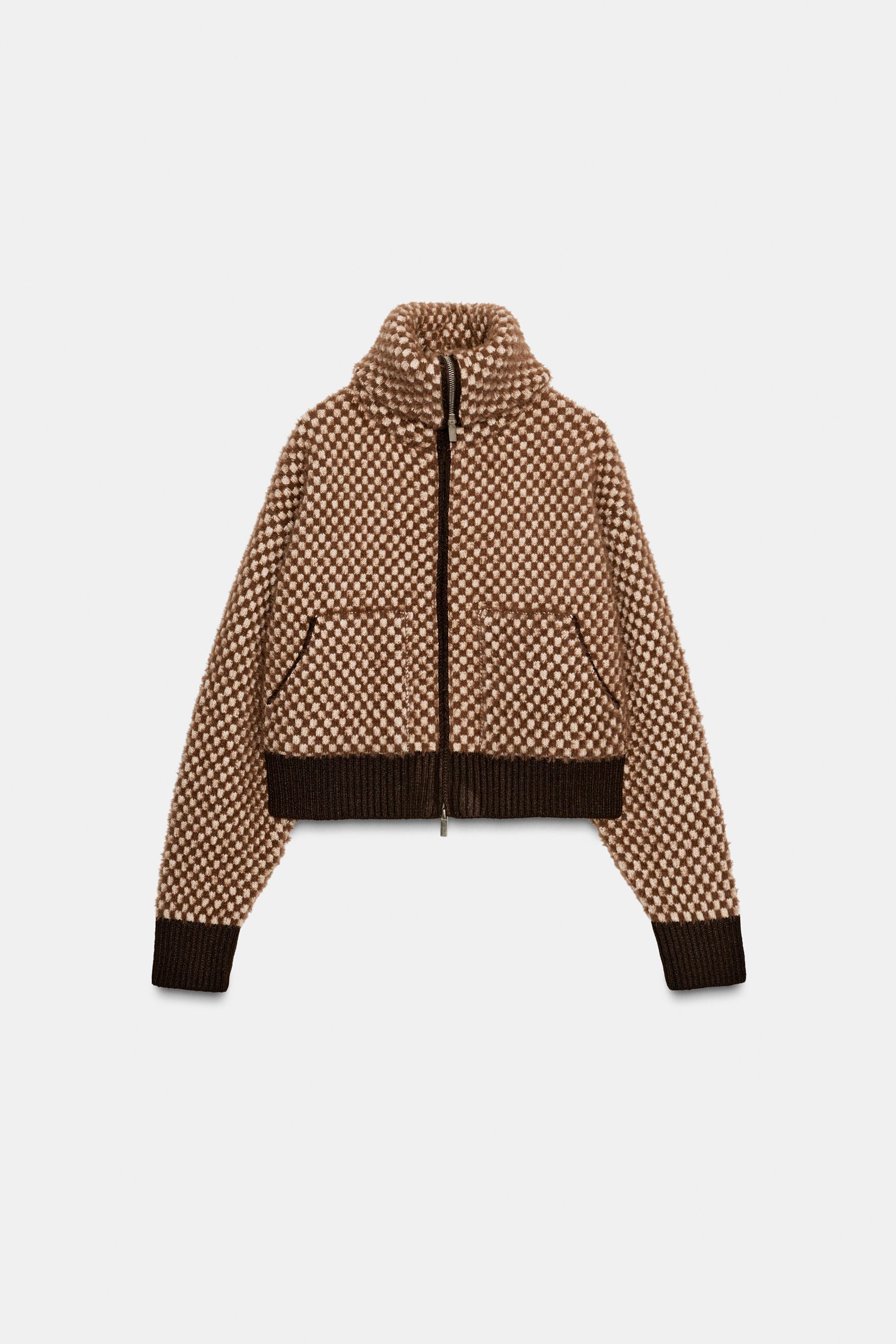 FAUX FUR COMBINATION KNIT BOMBER JACKET