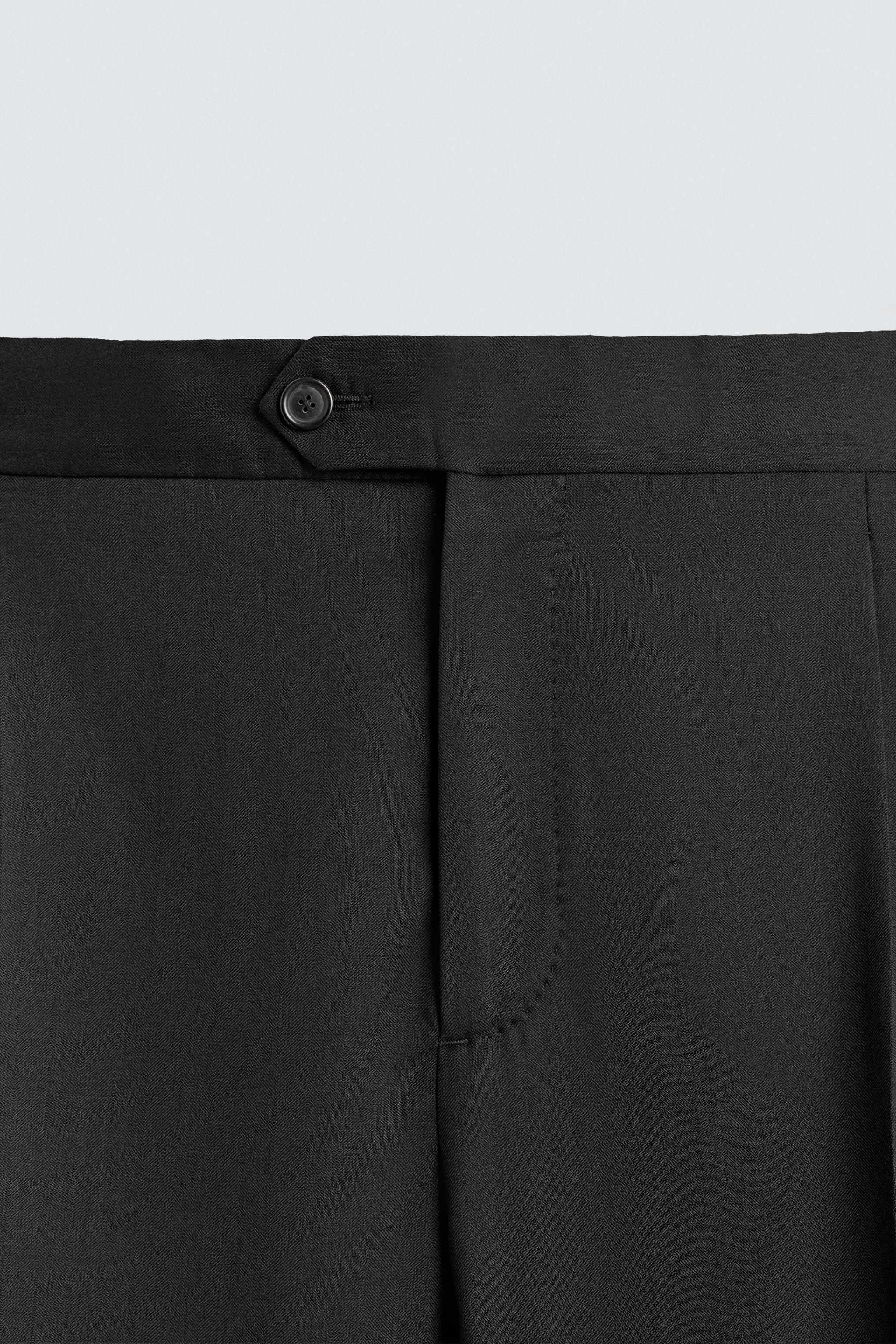 100% WOOL PLEATED SUIT PANTS