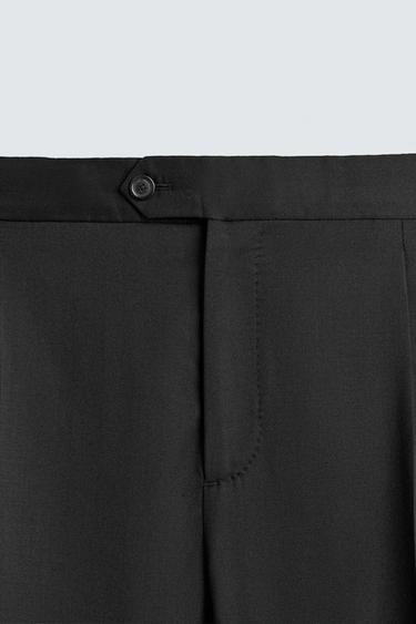 100% WOOL SUIT TROUSERS WITH PLEATS - Black by Zara - Image 6