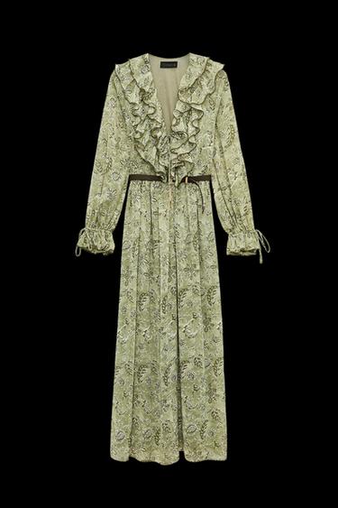 Zara RUFFLED PRINT DRESS - Multicolored - Image 0