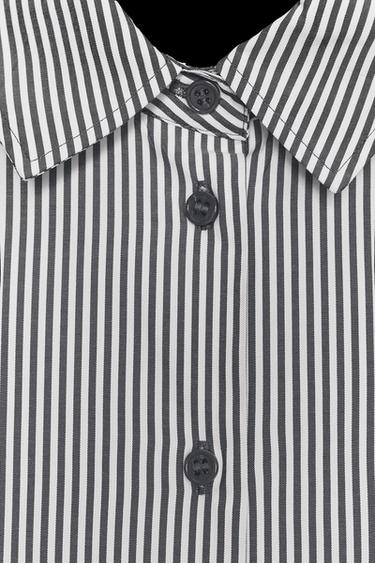 Zara FLOWY STRIPED SHIRT ZW COLLECTION - Dark brown