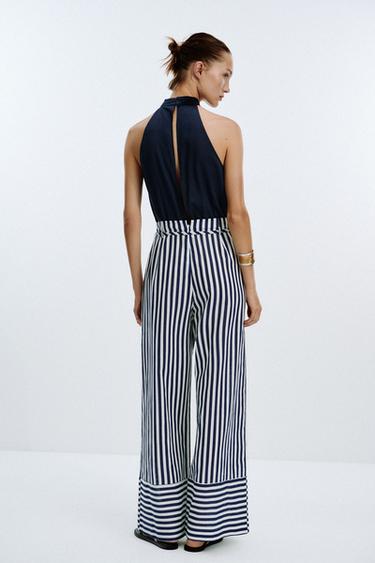 COMBINAISON LONGUE AVEC LIN - Bleu / Blanc de Zara - Image 3