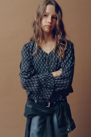 SHINY FLORAL PRINT SHIRT - Blue by Zara